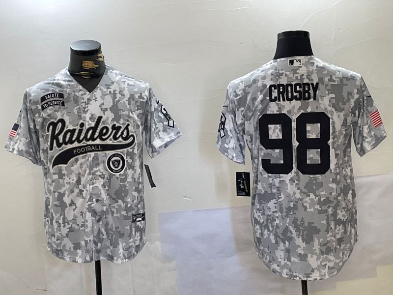 Men Oakland Raiders 98 Crosby Nike Arctic Camo 2024 Salute to Service Limited NFL Jersey style 4